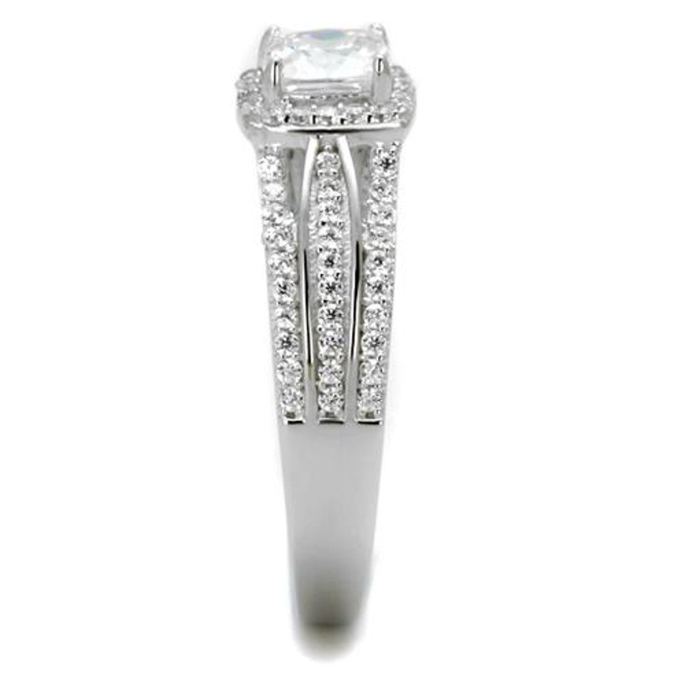 ARTS454 Women's .925 Sterling Silver Rhodium Plated .66Ct Cushion Cut Cz Engagement Ring